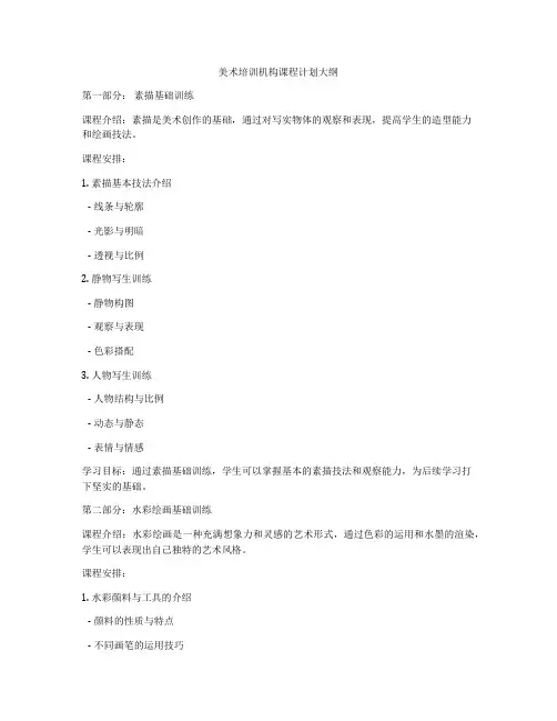 美术培训机构课程计划大纲