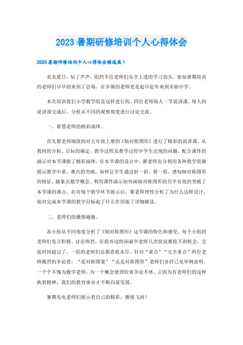 2023暑期研修培训个人心得体会