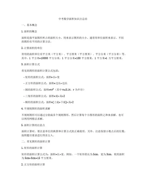 中考数学面积知识点总结