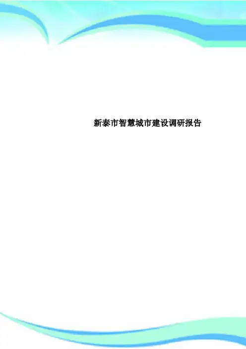 新泰市智慧城市建设调研分析报告