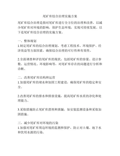 尾矿库综合治理实施方案