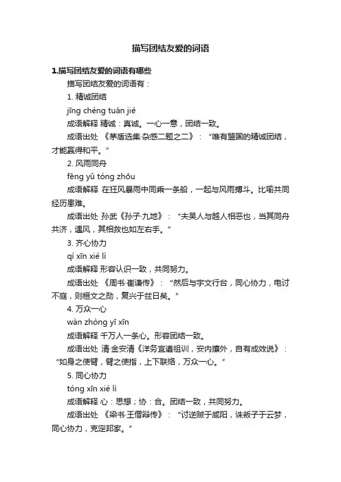 描写团结友爱的词语
