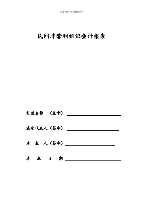 民间非营利组织会计报表