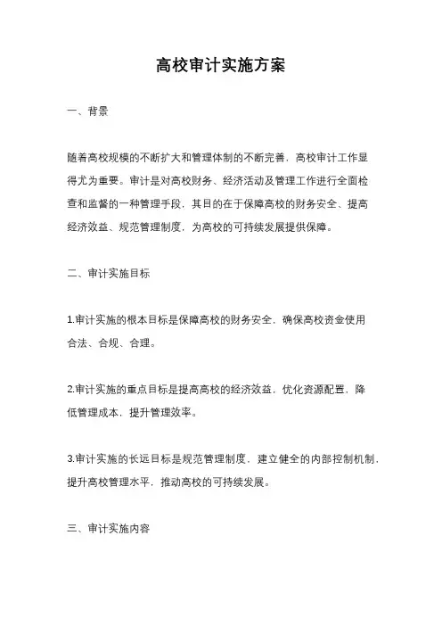 高校审计实施方案
