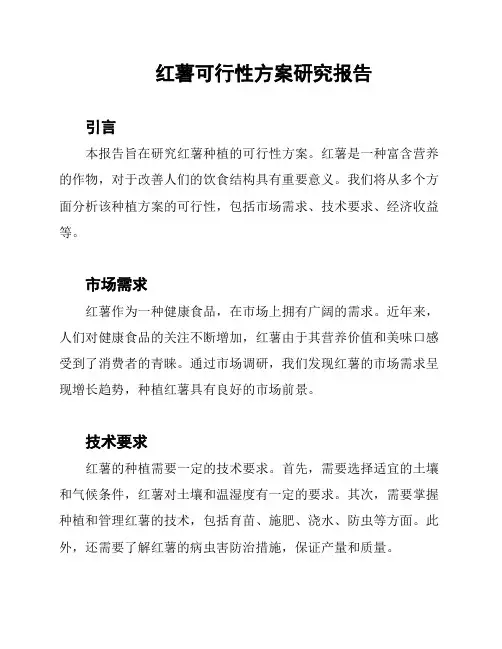 红薯可行性方案研究报告