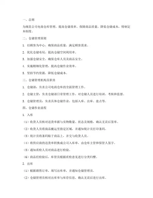 电商仓库管理制度文案