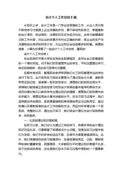 会计个人工作总结5篇