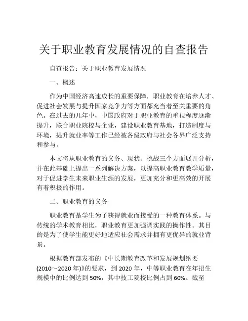 关于职业教育发展情况的自查报告