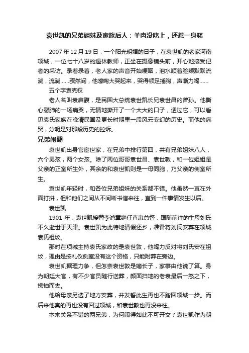 袁世凯的兄弟姐妹及家族后人：羊肉没吃上，还惹一身骚