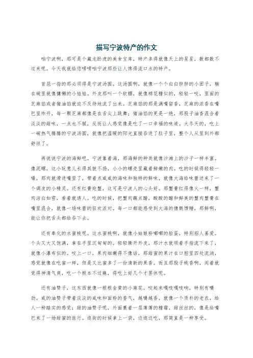 描写宁波特产的作文