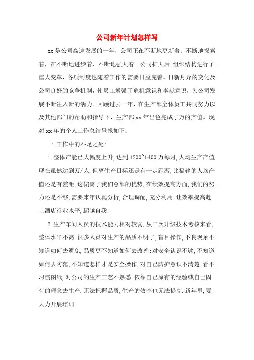 2020年公司新年计划怎样写