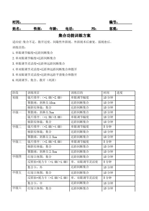 集合功能训练方案
