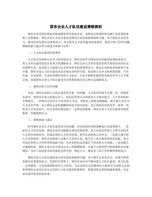 国有企业人才队伍建设策略探析