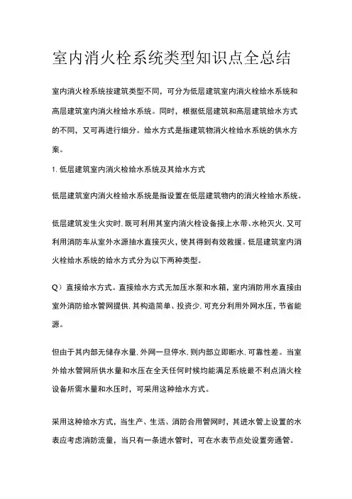 室内消火栓系统类型知识点全总结