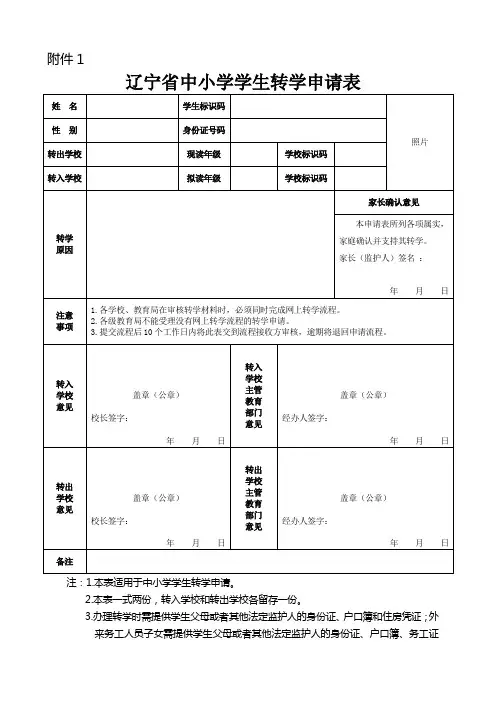 转学、休学、退学申请表