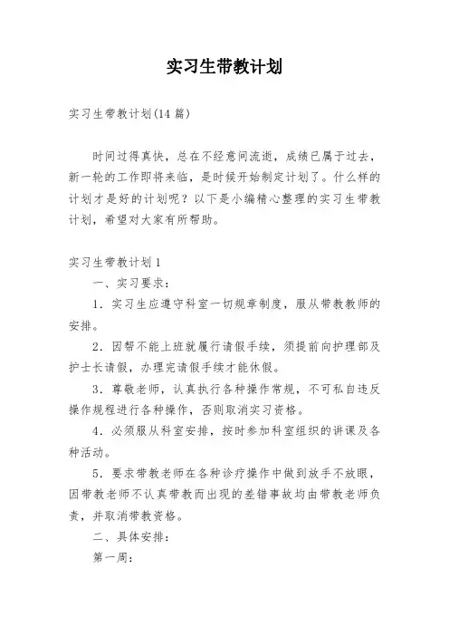 实习生带教计划