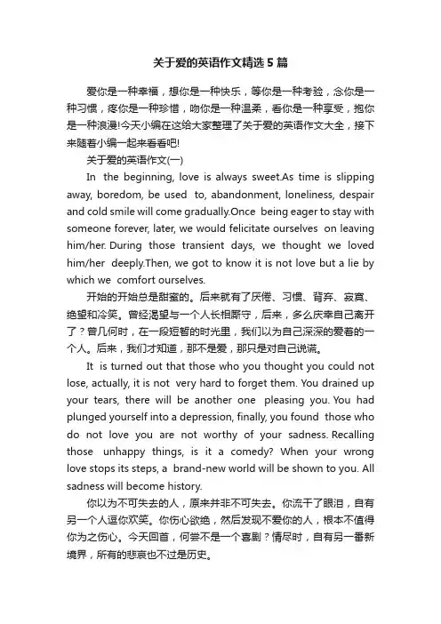 关于爱的英语作文精选5篇