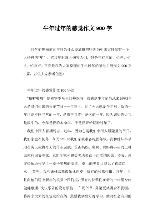 (春节作文)牛年过年的感觉作文900字
