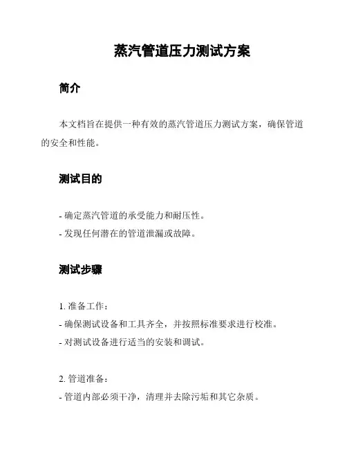 蒸汽管道压力测试方案