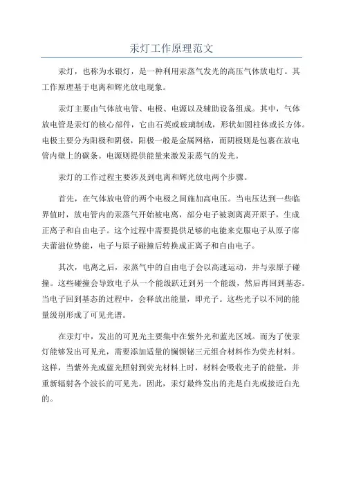汞灯工作原理范文