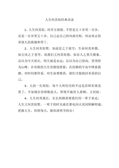 人生何其短经典语录