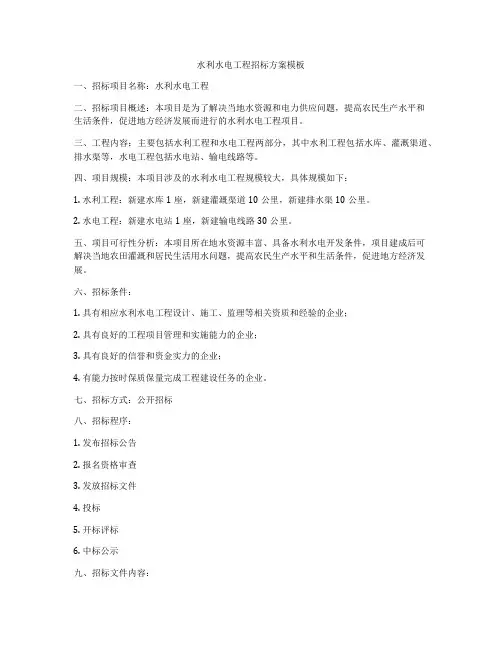 水利水电工程招标方案模板
