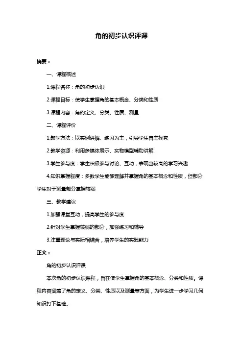 角的初步认识评课