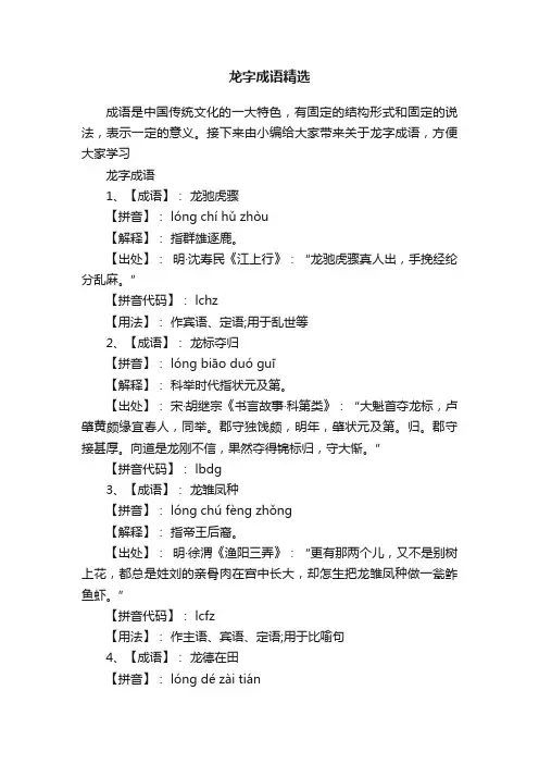 龙字成语精选