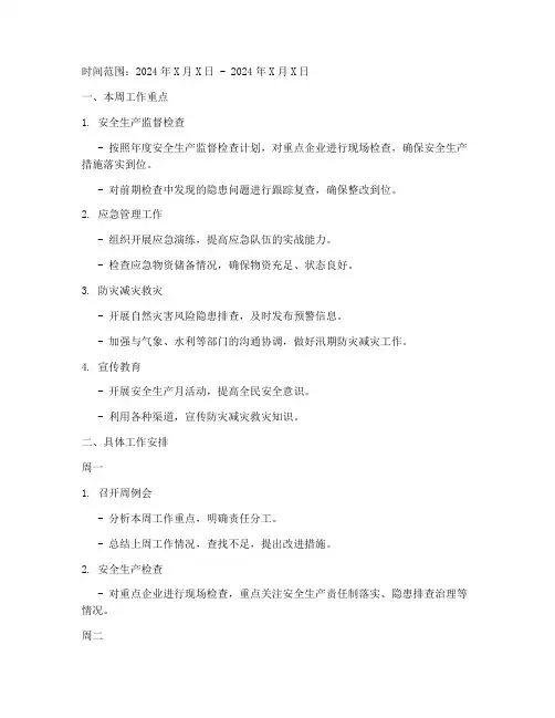 应急管理局每周工作计划
