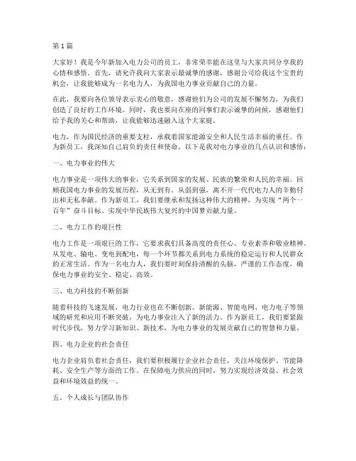 电力新员工发言稿(3篇)