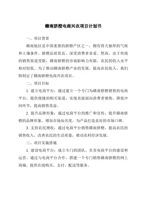 赣南脐橙电商兴农项目计划书