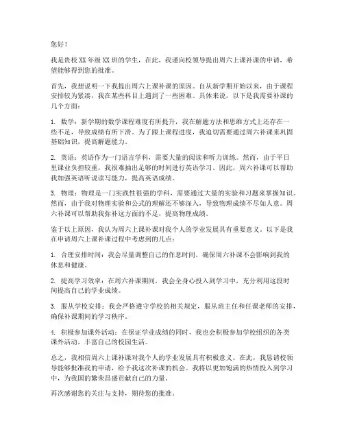 周六上课补课申请书范文