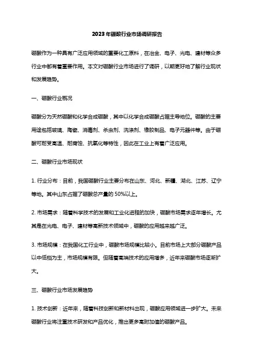 2023年硼酸行业市场调研报告
