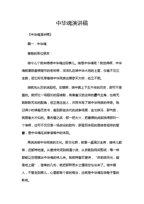 中华魂演讲稿