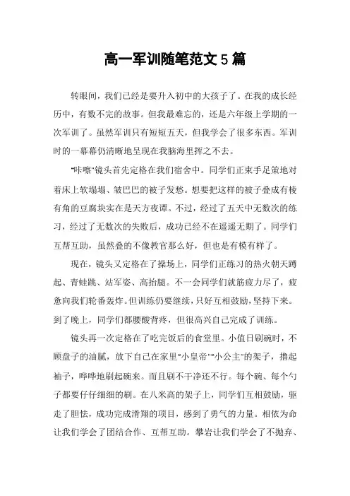 高一军训随笔范文5篇