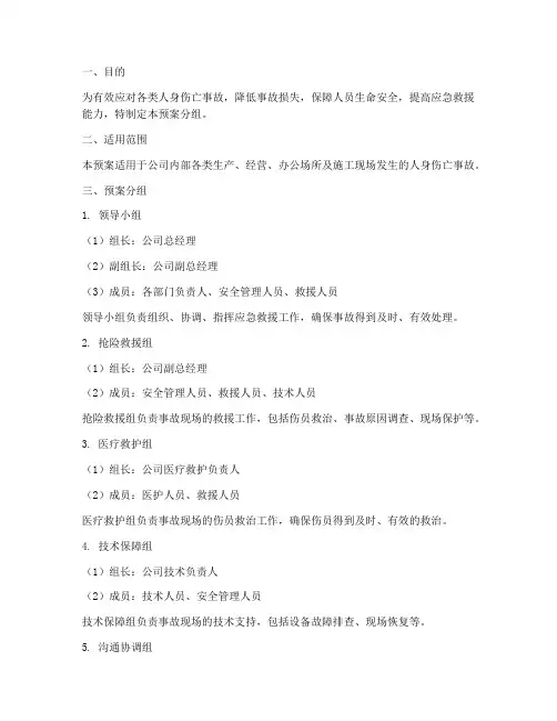 人身伤亡事故应急预案分组