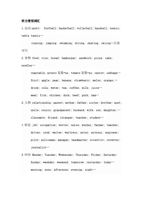 中考英语听力常用词汇