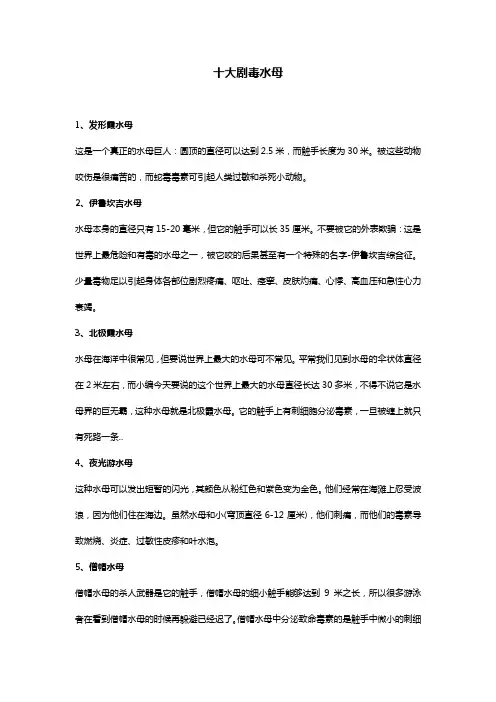十大剧毒水母