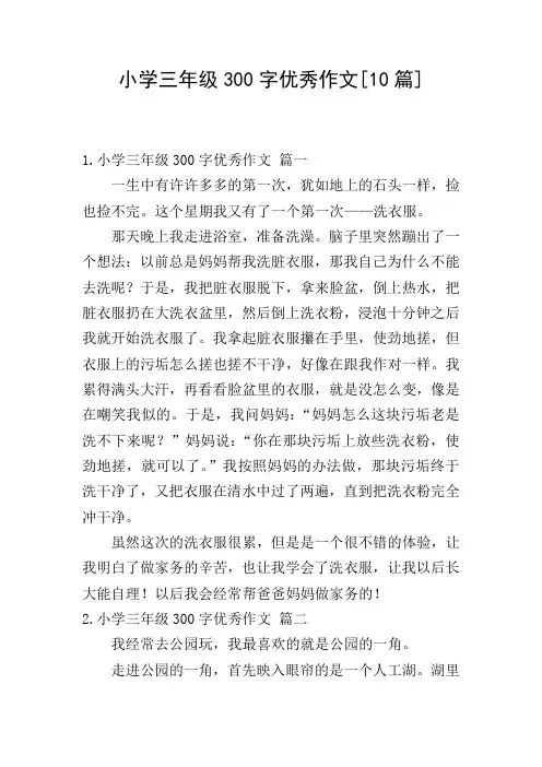 小学三年级300字优秀作文[10篇]