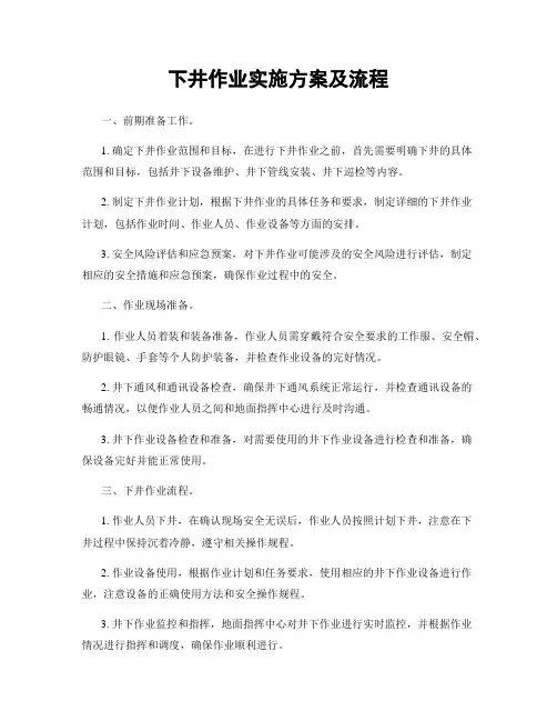 下井作业实施方案及流程