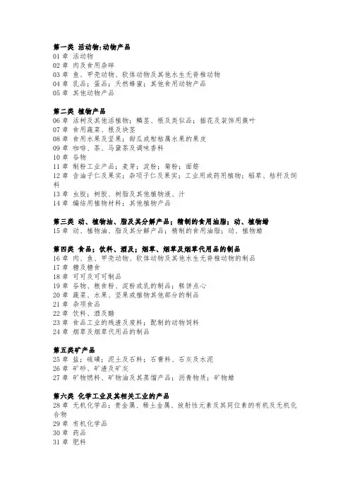 海关编码商品分类