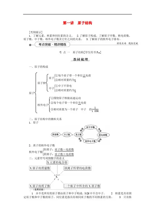 优化方案(教师用书)高考化学一轮复习 第五章 第一讲 原子结构