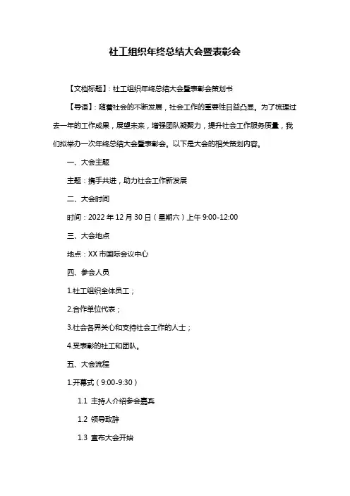 社工组织年终总结大会暨表彰会