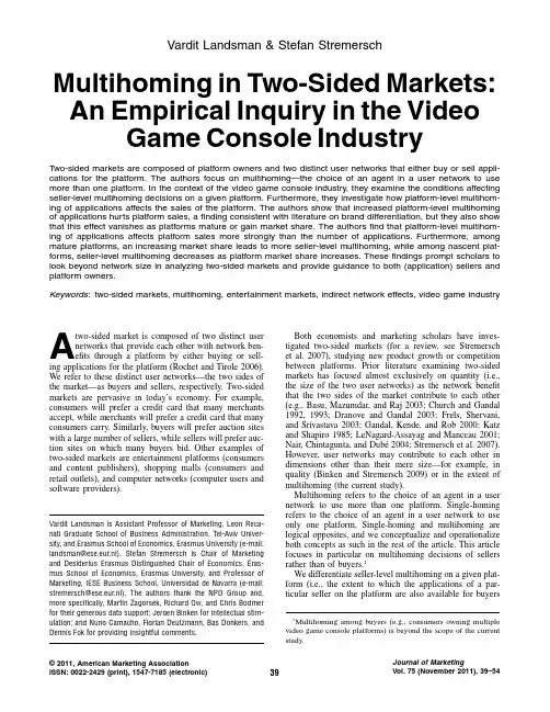Multihoming in Two-Sided Markets  An Empirical Inquiry in the Video Game Console Industry