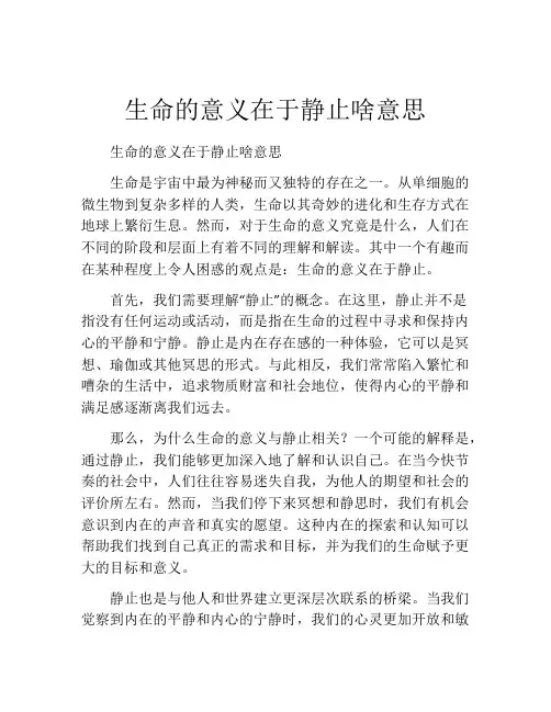 生命的意义在于静止啥意思