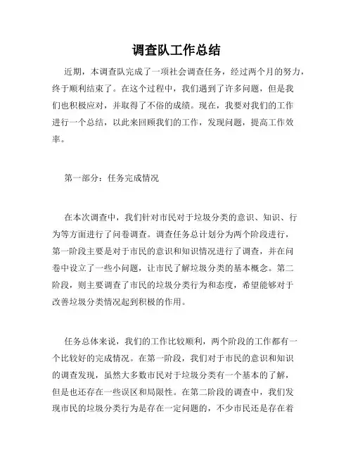 调查队工作总结