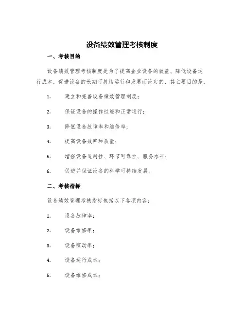 设备绩效管理考核制度