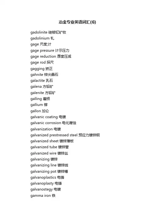 冶金专业英语词汇（G）