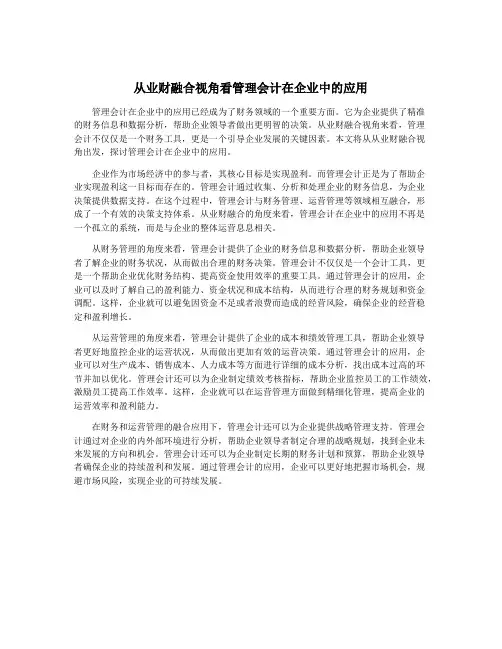 从业财融合视角看管理会计在企业中的应用