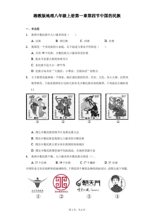 湘教版地理八年级上册第一章第四节中国的民族-自定义类型